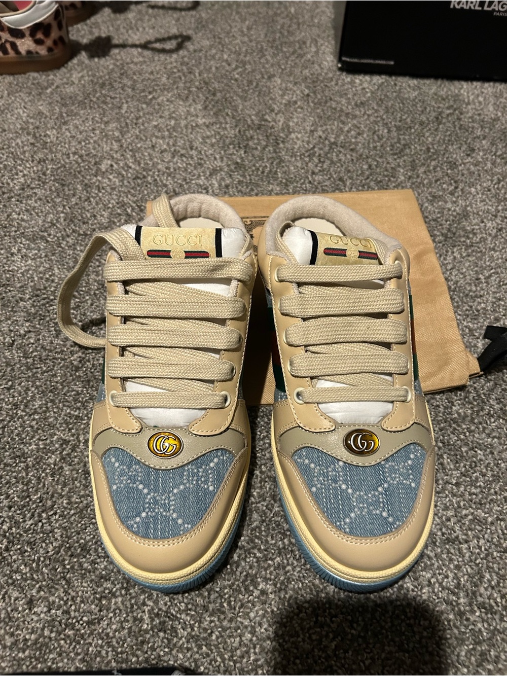 Gucci Light Blue and Beige Women's Athletic Sneakers